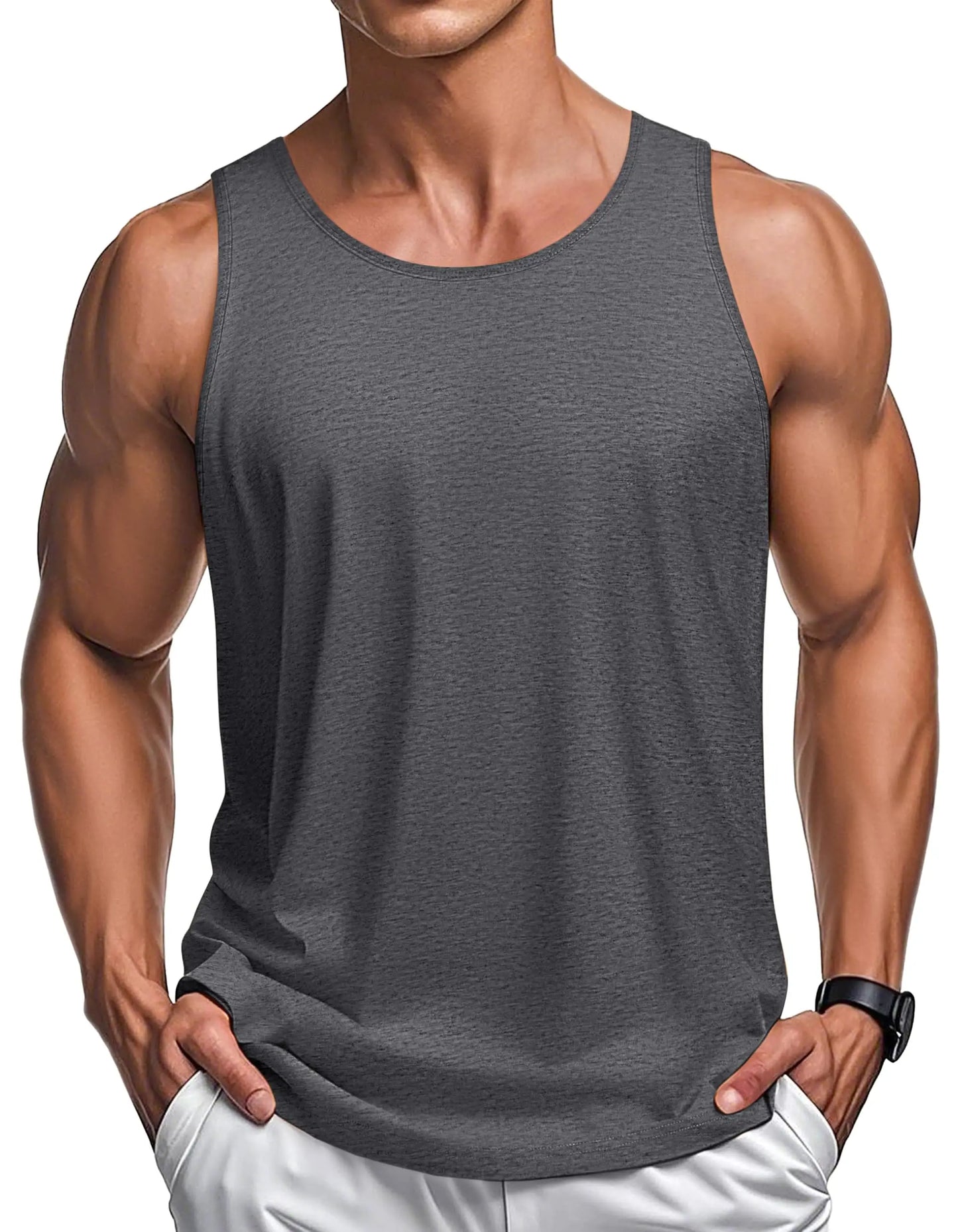 MAGCOMSEN Men's Tank Tops Cotton Sweat-wicking Breathable Muscle Sports Sleeveless Shirt Gym Exercise Outdoor Sports and Beach