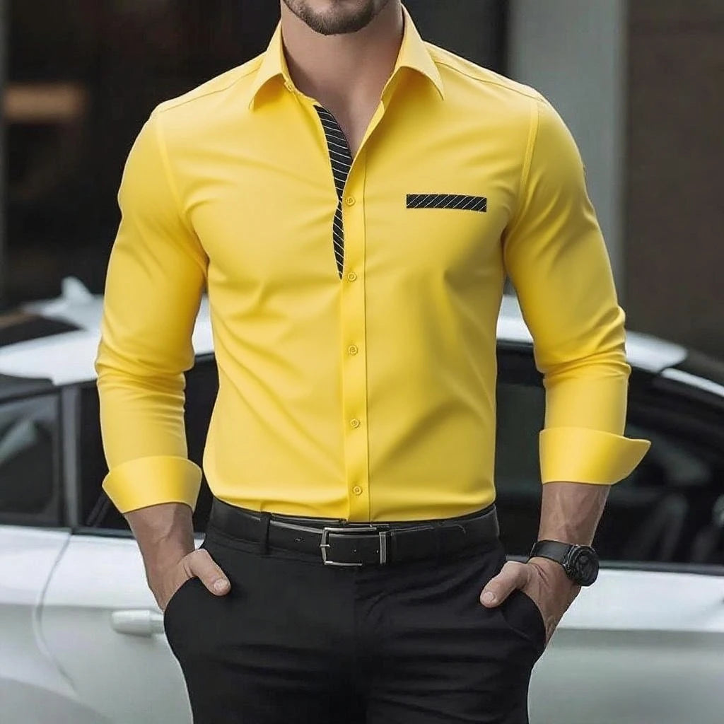 14 colors men's shirt slim fit business shirt fashionable and comfortable long sleeve shirt oversized size S-6xl