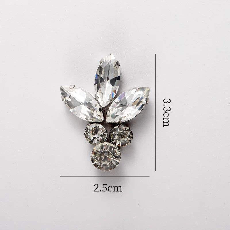 QIAO 5pcs Rhinestones Ornament Crystal Clear Iron on Diamond Rhinestones for Clothing Bags Hoodie Decorations Accessories