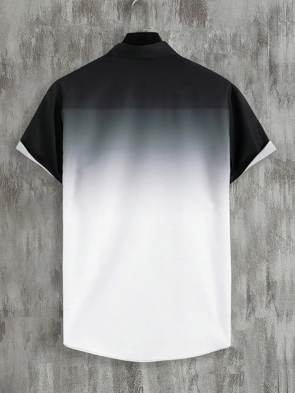 Men Shirt Ombre Gradient Short Sleeve Button Down Shirt Casual Lightweight Summer Style