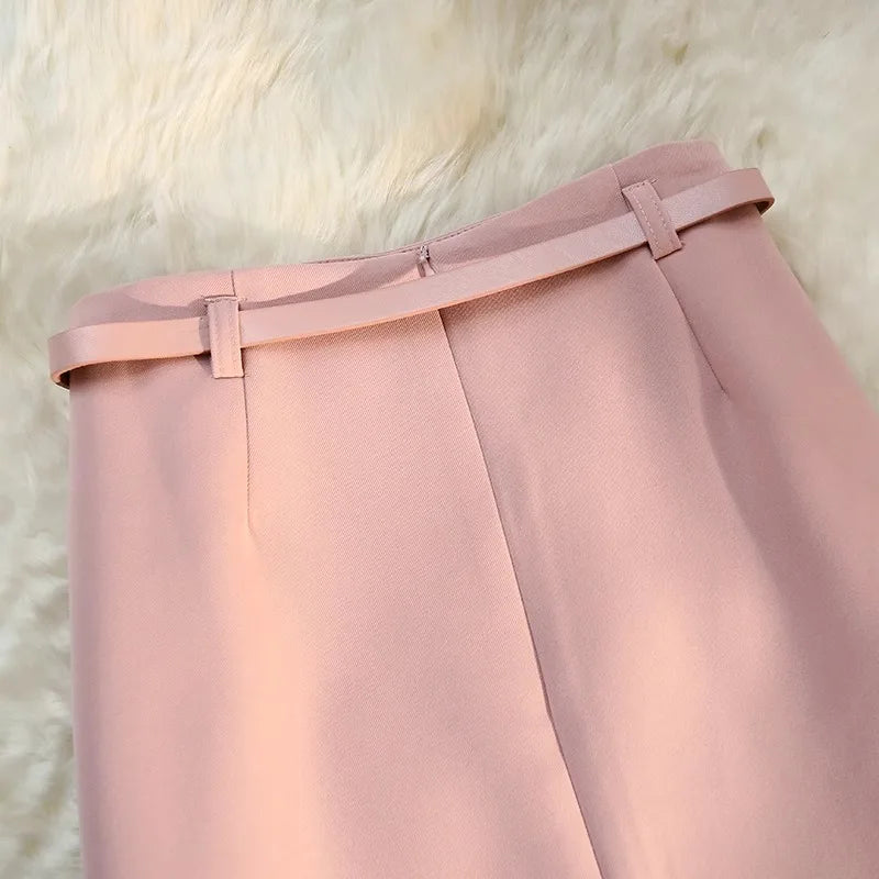 High Waist Suit Sle  Skirt Korean Spring Autumn New Wrap around a Line Skirt for Women Casual Loose Fit a pe
