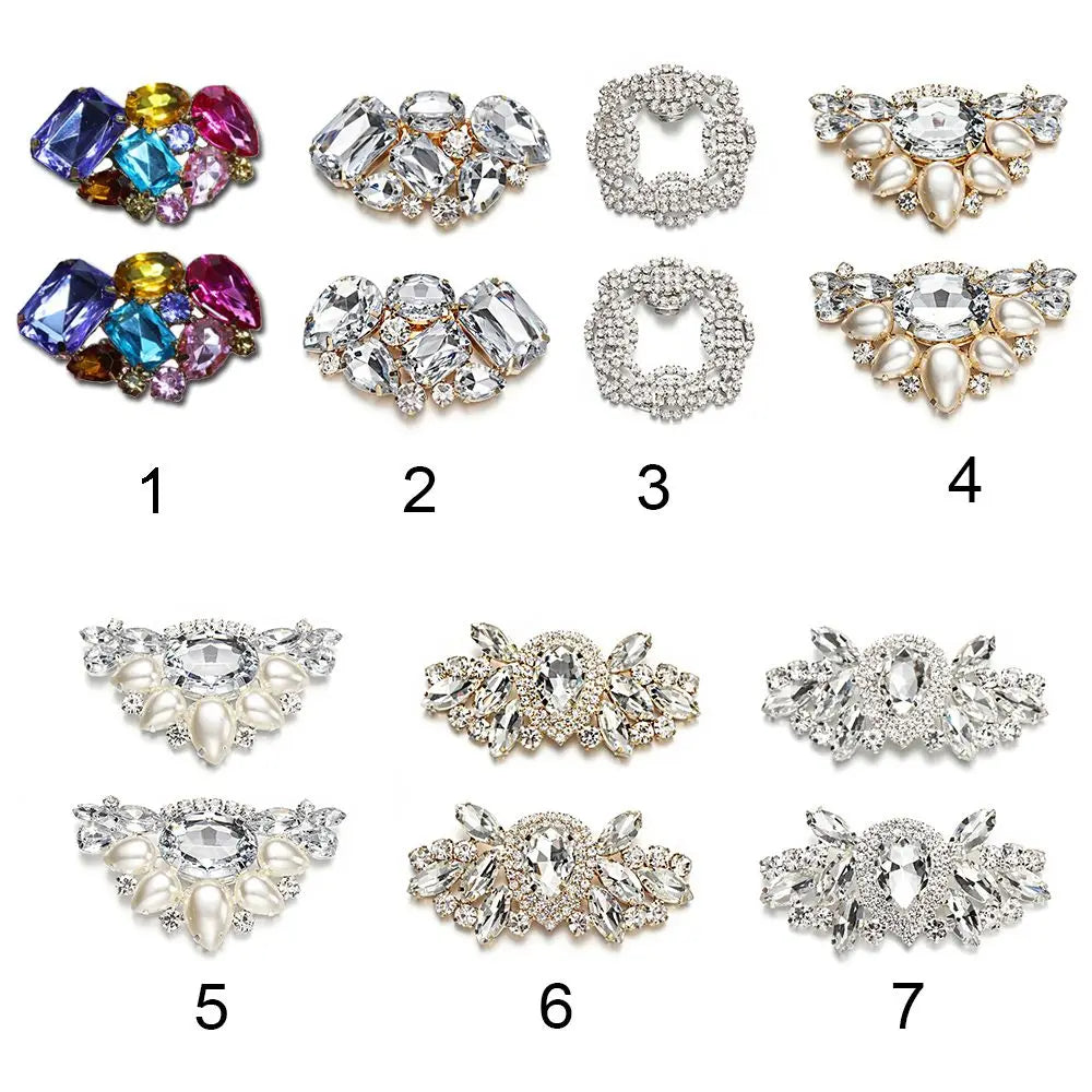 1Pair Detachable Shoes Decorations Shiny Crystal Shoes Clip Charm Buckle Rhinestone Brooch Women Bag Pendant Bride Accessories