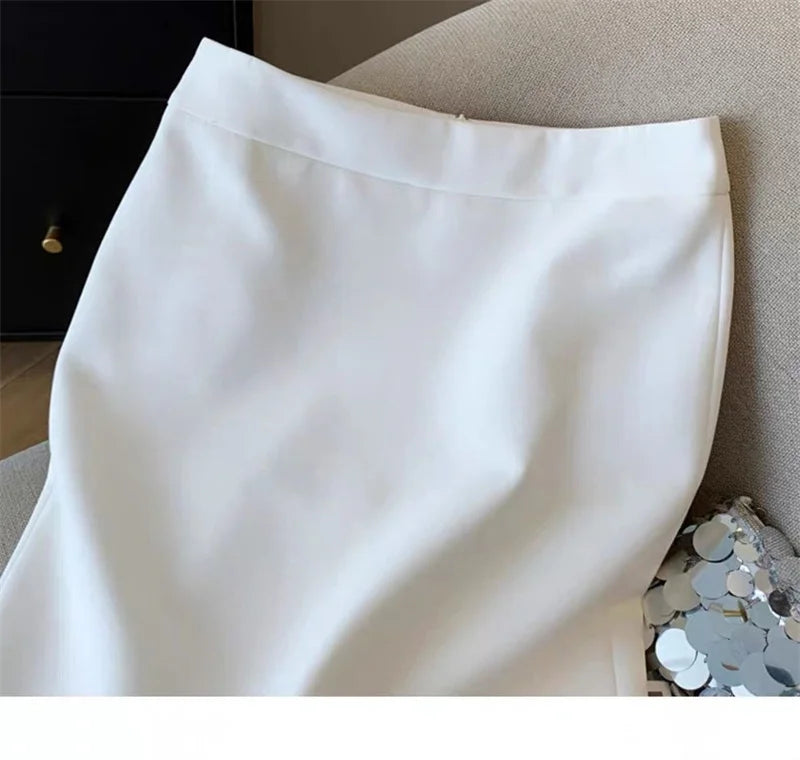 Autumn New Sexy Women's Slim Temperament Bag Hip Skirt Elegant Lace Patchwork Office Lady Midi Skirt Fashion Split Jupe 432P