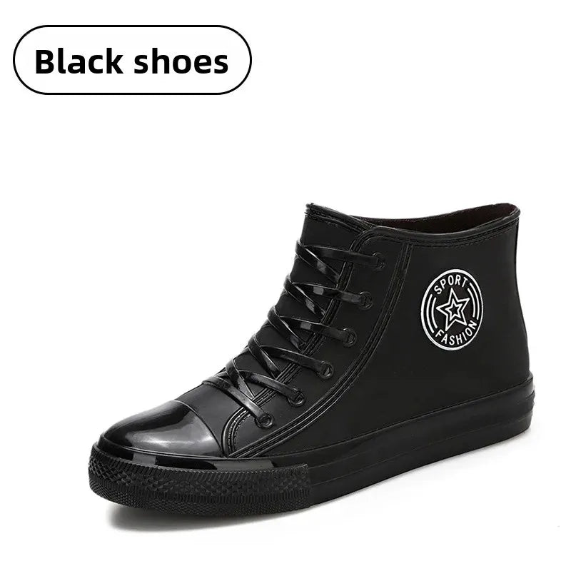 Anti-Slip Short Tube Waterproof Women's Rain Boots Fashionable Kitchen Work Rubber Shoe Covers Fishing Shoes PVC Material Adult