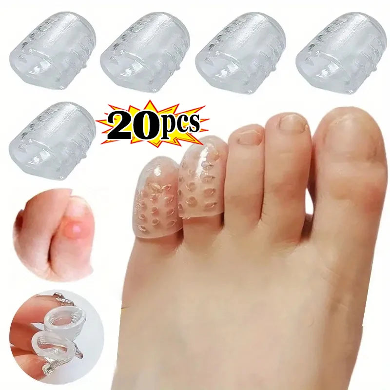 10/50pcs Transparent Silicone Toe Covers Women Gel Little Toes Protector Tube Foot Care Finger Caps Elasticity Prevents Blisters