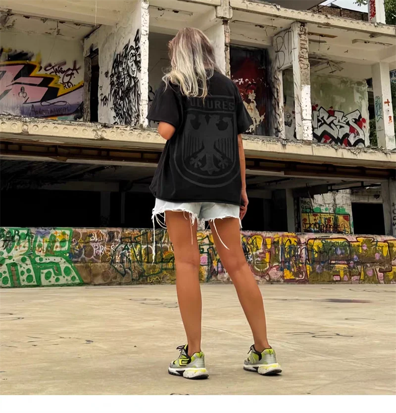 Kanye West Vultures Music Album Graphic YZY T Shirts Men Women Oversized T-shirts Male T-shirt Top Tees