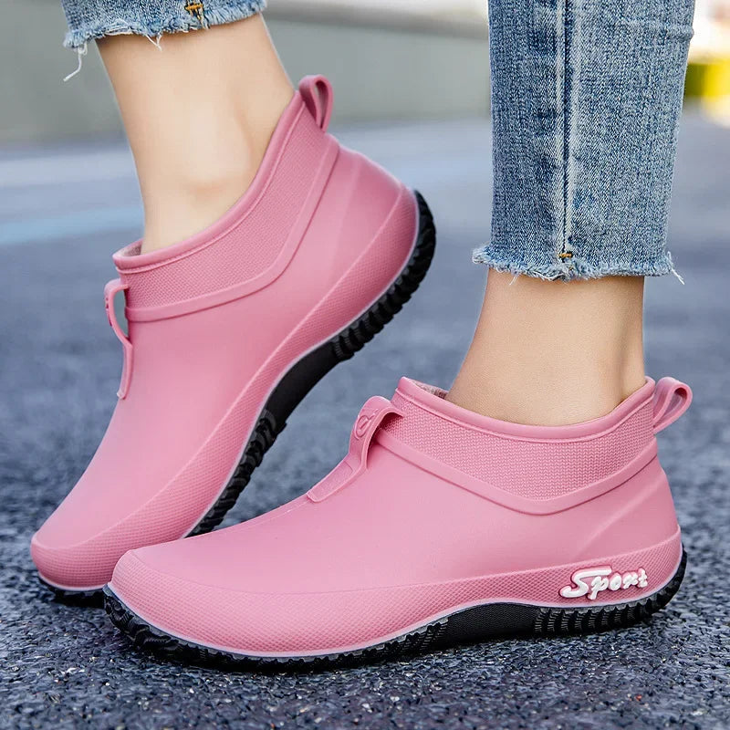 Casual Thick Bottomed Waterproof Outdoor Wear-Resistant Ladies Short Tube Water Shoes Daily Leisure Rain Boots for Women