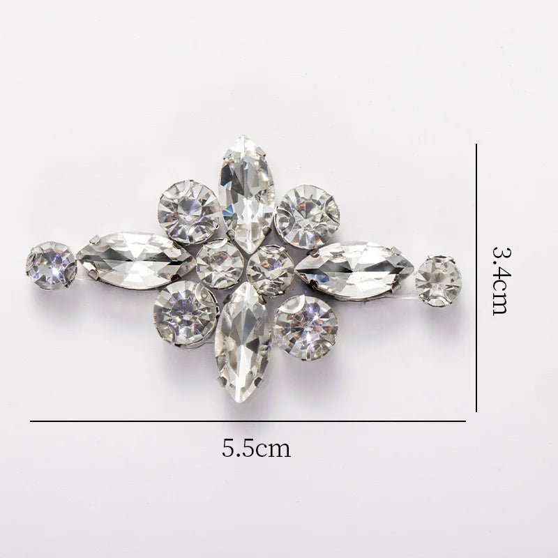 QIAO 5pcs Rhinestones Ornament Crystal Clear Iron on Diamond Rhinestones for Clothing Bags Hoodie Decorations Accessories