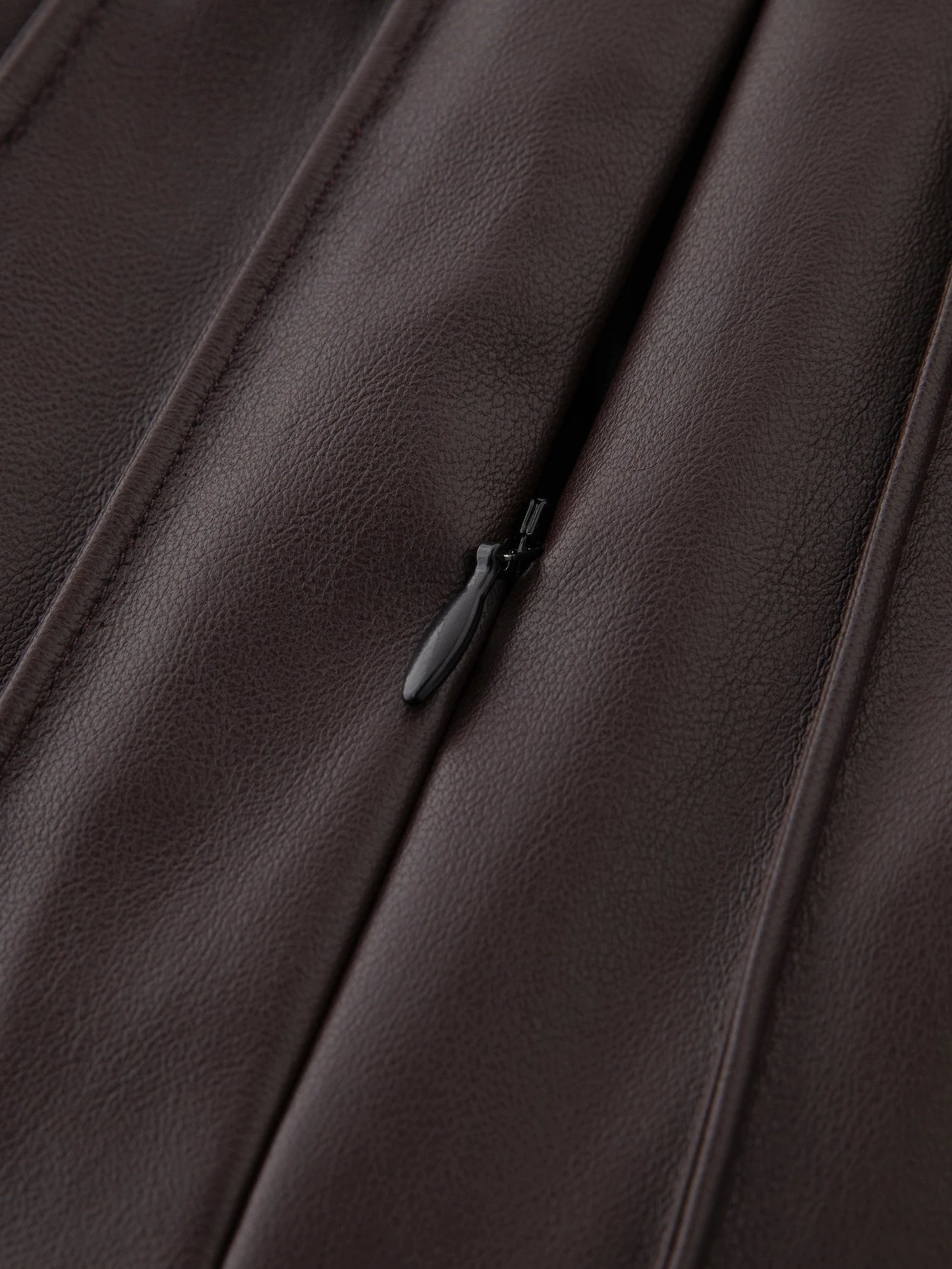 ZIQIAO Petite Women's Cherry Gloss Stylish 3D PU Leather Half Skirt 2025 New Women's A-line Pleated Umbrella Skirt 25ZQ93098