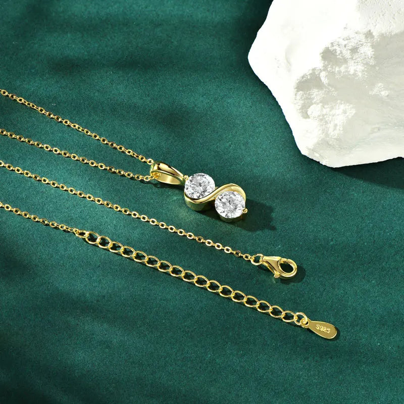 RAPRGOLD GRA Certified 1CT Moissanite Round Pendant Necklaces for Women 925 Sterling Silver Fine Jewelry Chains for Wedding Gift