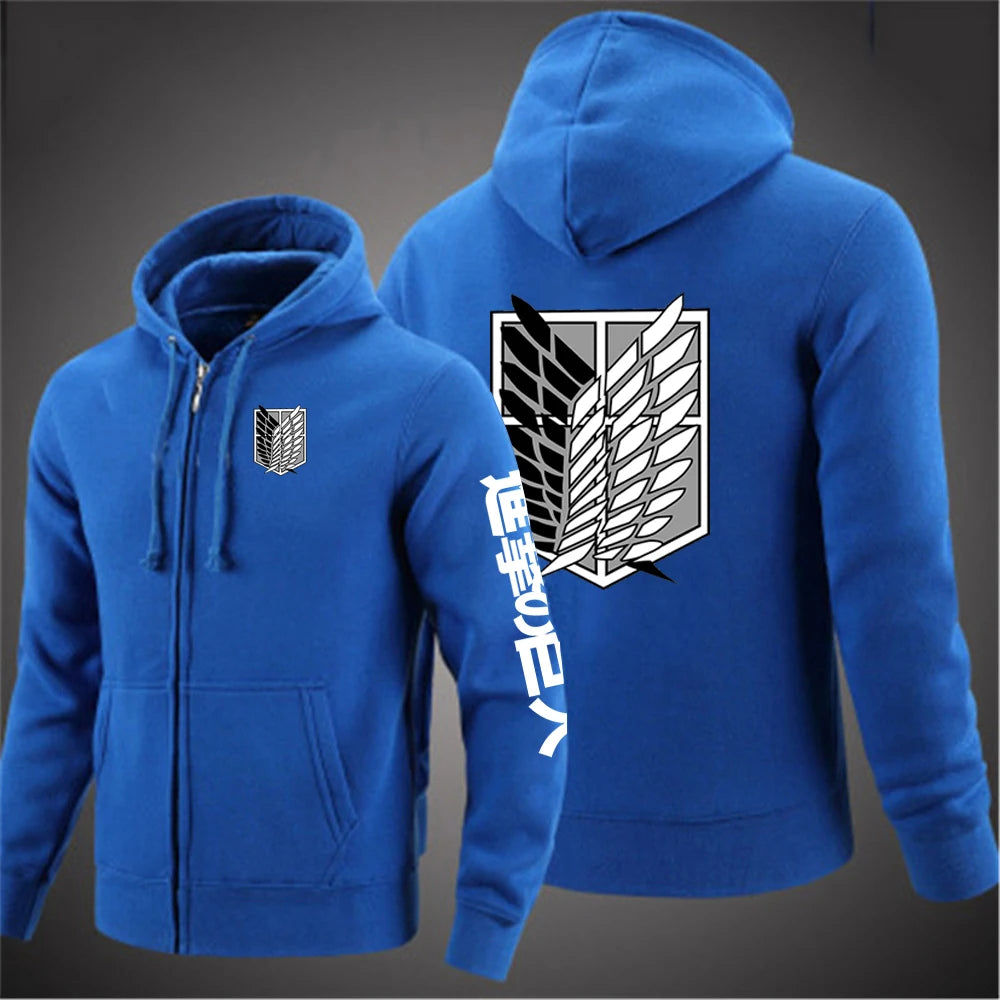 2025 Japanese Anime High Street Jacket Spring And Autumn Man's Popular Zipper Hoodies Attack on Titan Logo Print Cardigan Coat