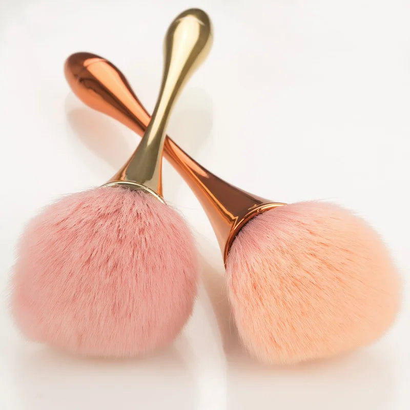 Rose Gold Powder Blush Makeup Brushes Professional Make Up Brush Soft Hair Large Nail Dust Cleaner Manicure Cosmetic Beauty Tool