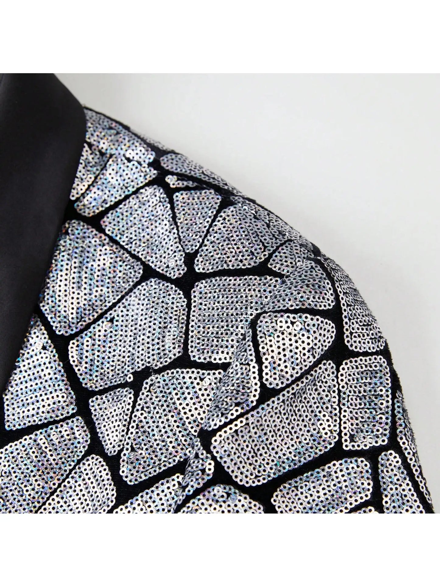 Men's shiny sequin suit jacket, single-breasted fashionable tuxedo, suitable for parties, weddings, banquets, and balls
