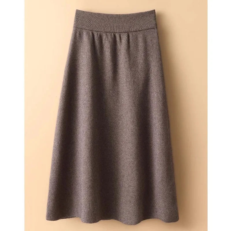 Women Knitted Skirt 2025 Autumn Winter New Loose Oversized Button Elastic Skirts Female Knitt Skirt Warm Women's Clothing