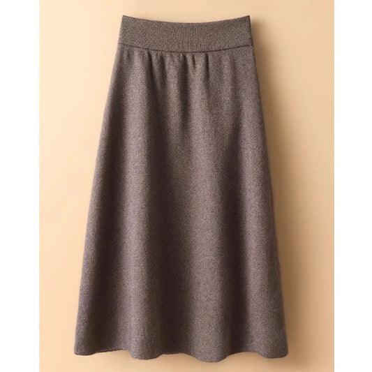 Women Knitted Skirt 2025 Autumn Winter New Loose Oversized Button Elastic Skirts Female Knitt Skirt Warm Women's Clothing