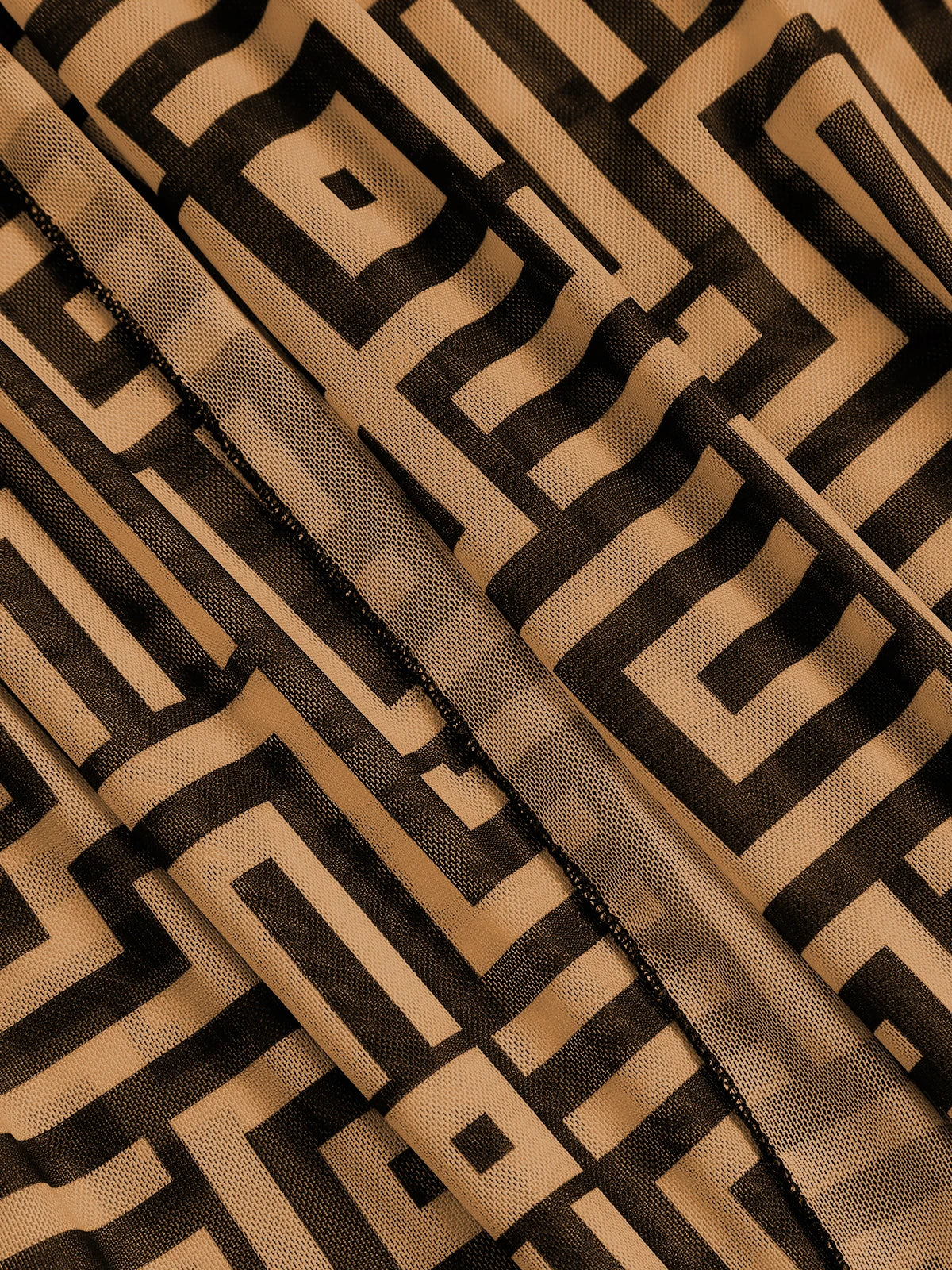 Women's Beach Summer Geometric Print Three-Piece Swimsuit Set with Long Sleeve Beach Cover-Up, Polyester Knit Fabric with Elasta