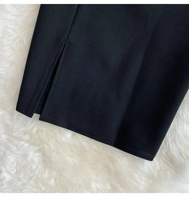 High Waist Midi Skirt Women's OL Profional Slimming Side Slit Wrap around A-Line One Step Skirt Korean Sle Commute Pure ...