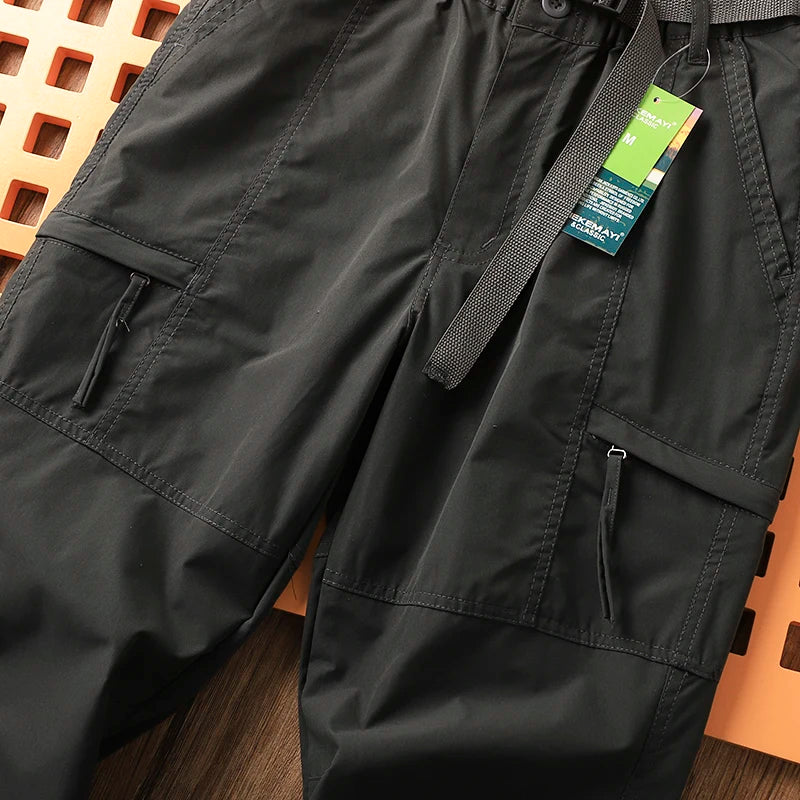 Outdoor Men's Windproof Waterproof Hiking Sports Loose Straight Multibag Workwear Casual Long Trousers Faionable Urban Sle