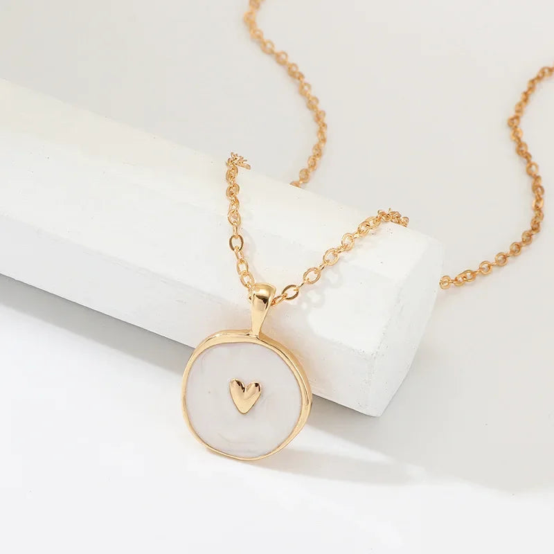 Minimalist Moon Star Enamel Necklaces for Women Girls Colorful Heart Lightning Enamel Pendant Clavicle Chain Party Daily Jewelry