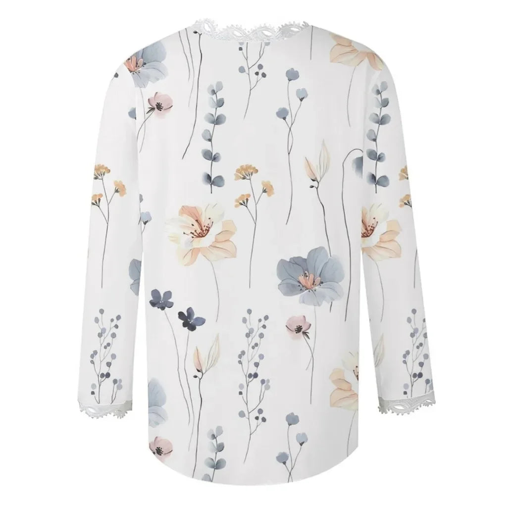 2023 Autumn and Winter Female Long-sleeved Lace Cardigan Printed Coat Plus Size Women Clothing