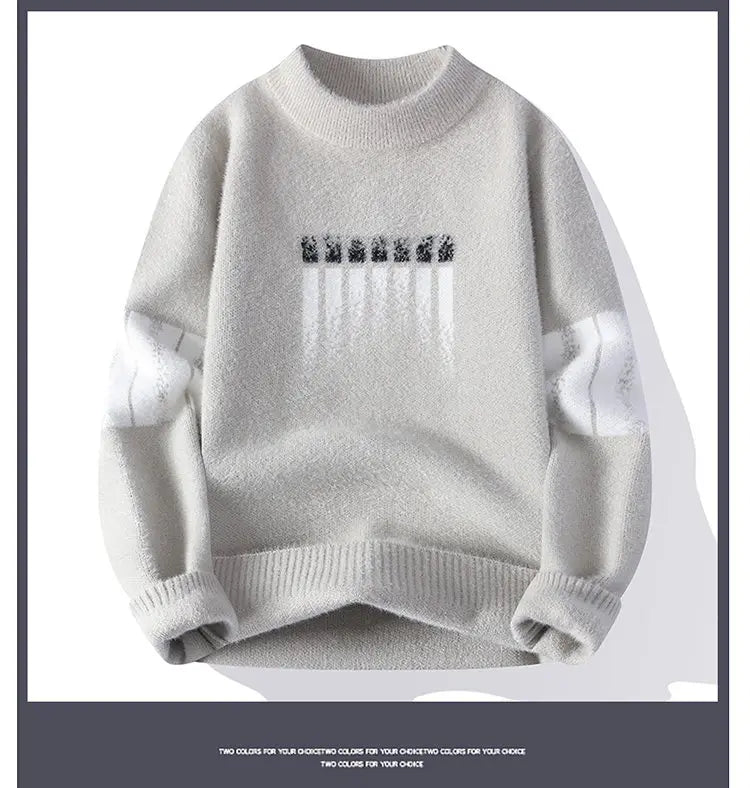 New Winter Tops Handsome Pullover Men Korean Harajuku Mens Christmas Sweaters Grade Luxury Thick Warm Sweater