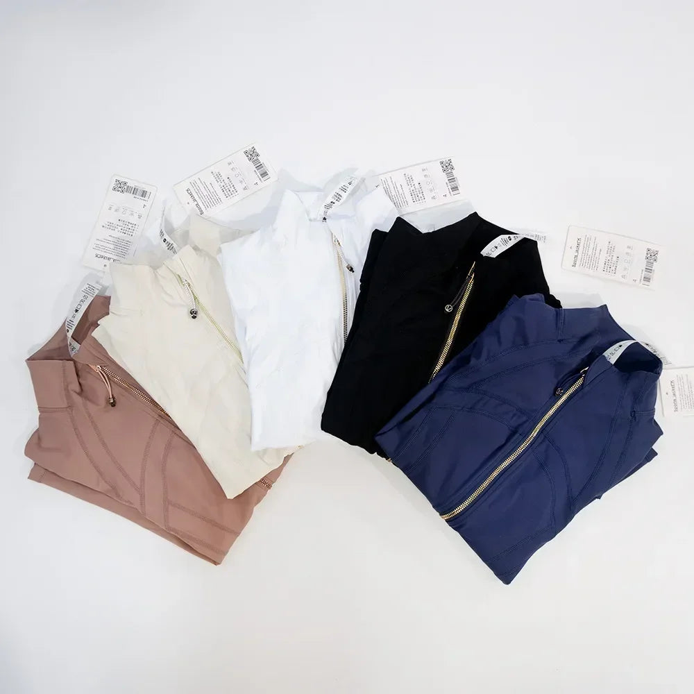 Slimming Zipper Jacket Yoga Collar Lightweight Quick Dry Sporty Thin Rose Gold Evening Summer Outerwear for Active Living