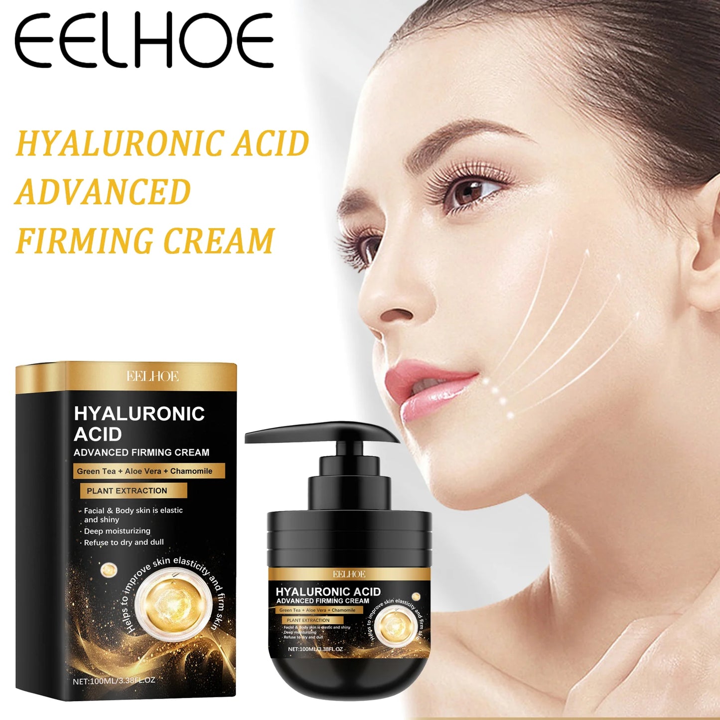 Hyaluronic Acid Firming Face Cream 100ml Intense Moisturizing Anti Aging Cream For Dry Skin Hydrating Wrinkle Reduction Cream