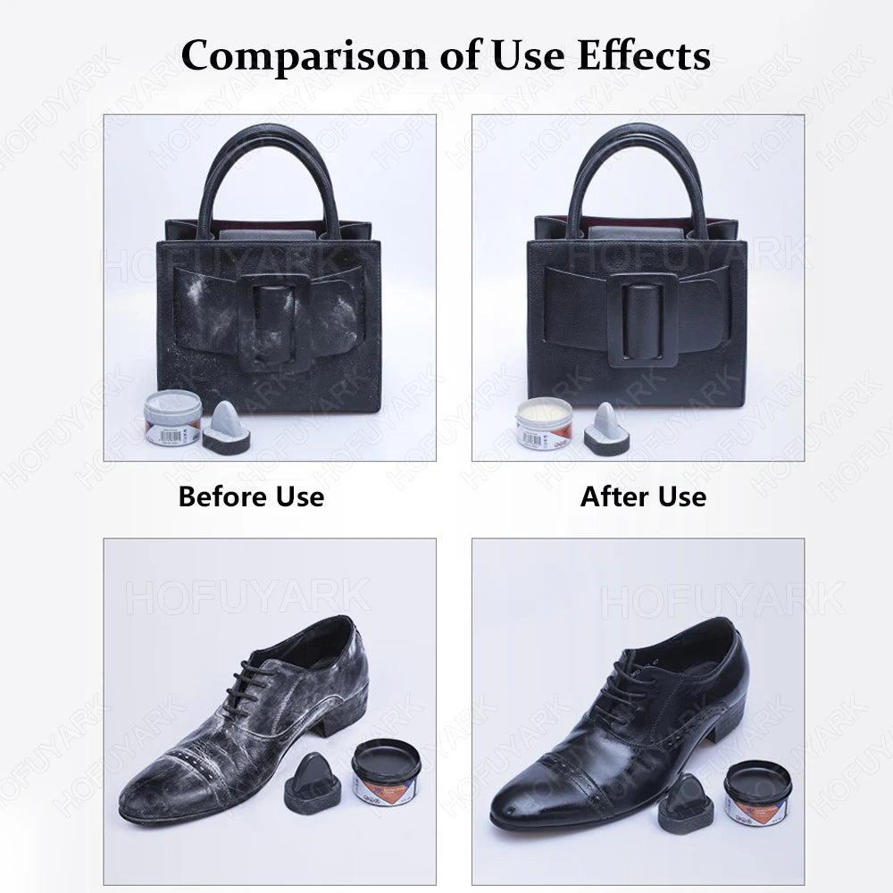 Leather Shoes Care Kit with Sponge Shoe Brush Shoe Cleaning Kit including Shoe Polish Cream for Leather Shoes Bags Maintenance