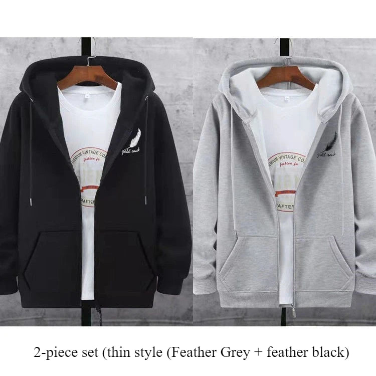 Men's Sherpa Lined Zip Hoodie Heavyweight, Winter Fleece Jacket S-5XL, Oversized Pullover Coat with Hood for Cold Weather