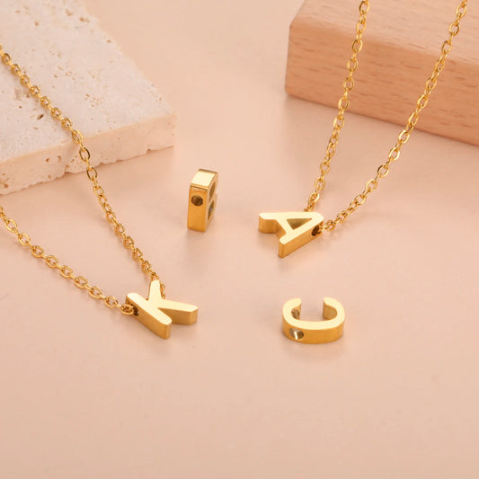 EUEAVAN 5pcs Stainless Steel A-Z Letter Alphabet Charms Pendant for Necklace Earrings Bracelets Jewelry Making DIY Accessories