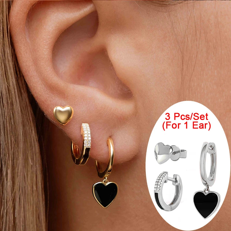 CRMYA Black CZ Zircon Dripping Oil Women's Earrings Set Fashion Gold color Earring Accessories For Women 2025 Jewelry Wholesale