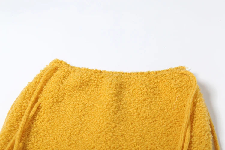 Weird Puss Sexy Furry Side Tassel Skirts Women Y2K Peach Hip Summer Solid Wild Basic Hipster Streetwear Skinny Slim Mini Bottom