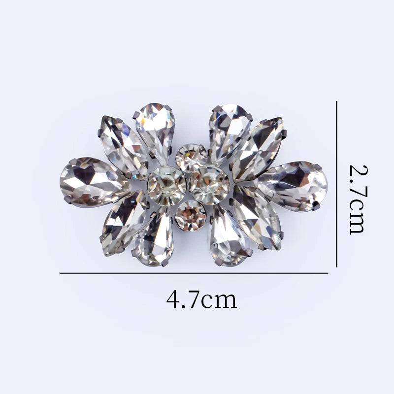 QIAO 5pcs Rhinestones Ornament Crystal Clear Iron on Diamond Rhinestones for Clothing Bags Hoodie Decorations Accessories