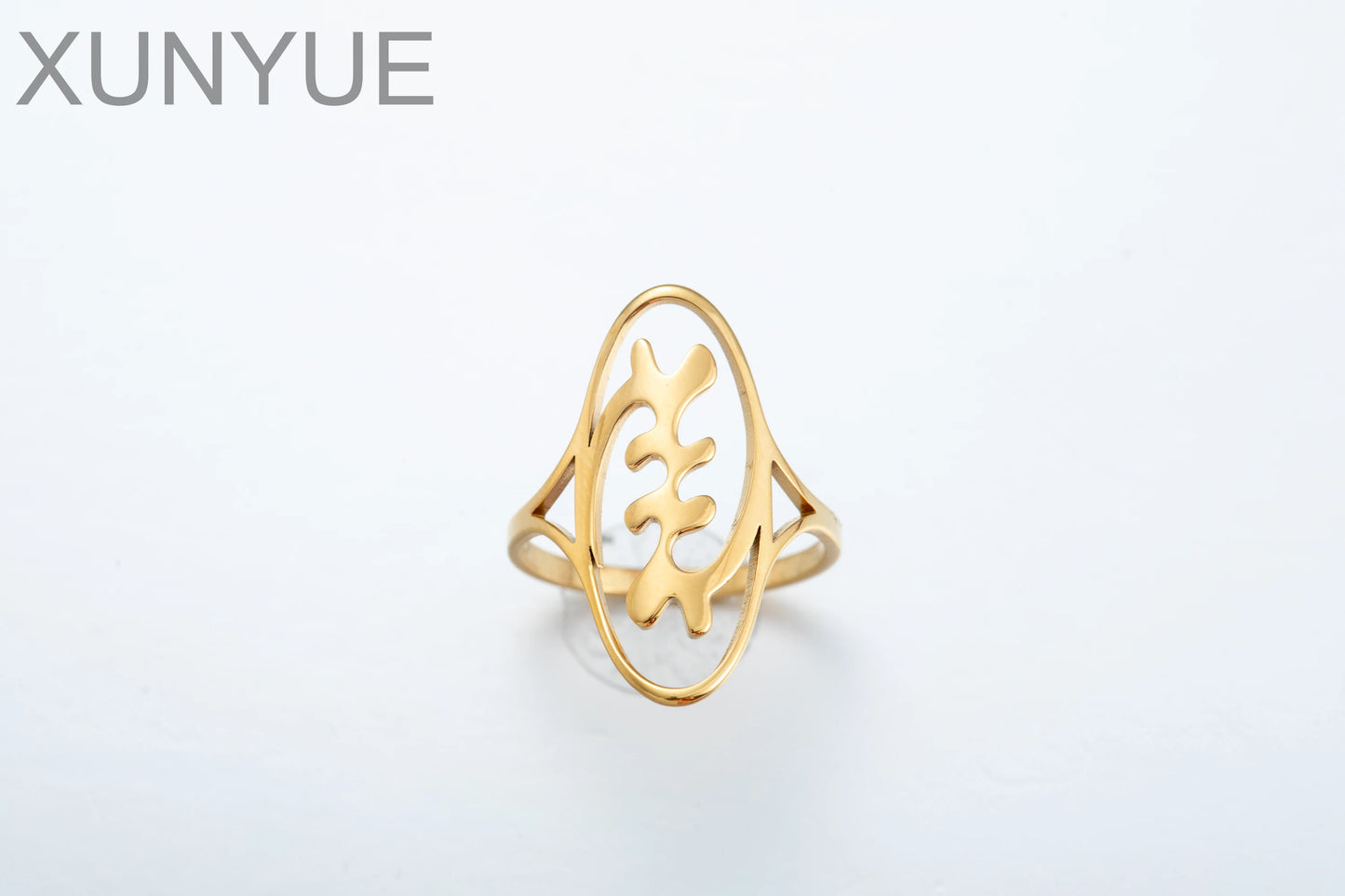 Houwu African Symbol Rings Stainless Steel Adinkra Ankh Gye Nyame Queen Ethnic Jewelry