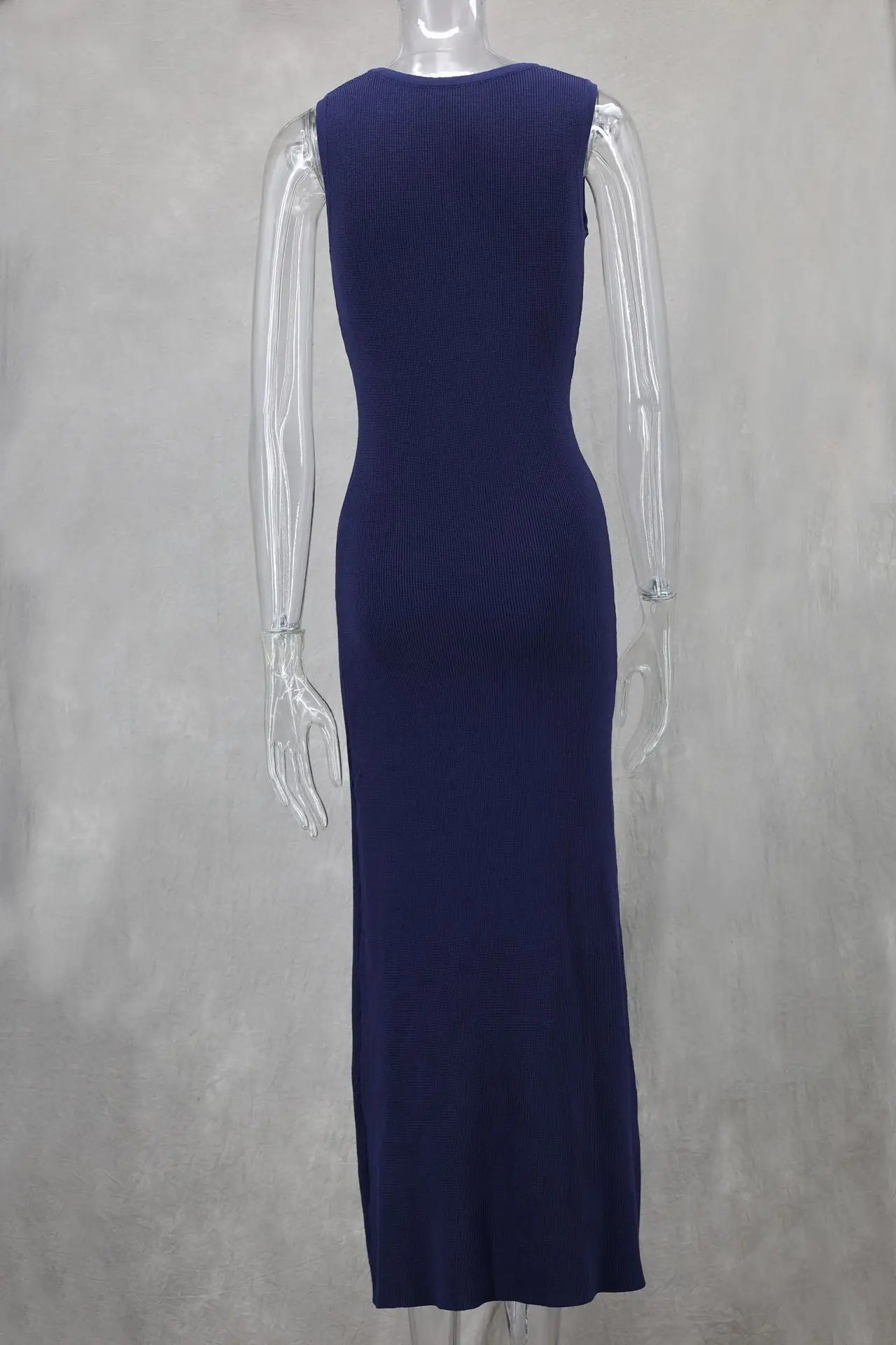 Elegant Knitted Midi Dresses Women's Black White Patchwork Slit Single Breasted Sleeveless Curvy Dress 2025 Summer Street Wear