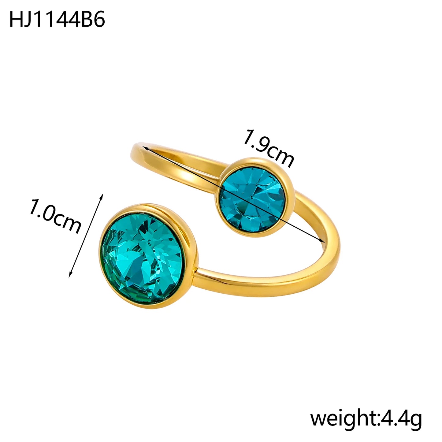 18k gold color stainless steel ring with crystal ring for women light luxury high-grade color open stainless steel