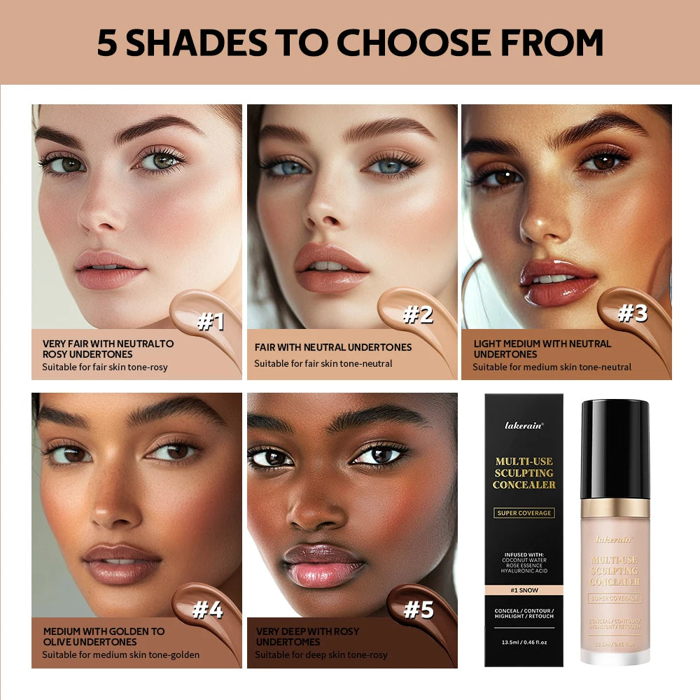 Long-lasting Matte Foundation Coverage Concealer Multi-Use Cream Oil Free Highlight and Retouch Face Makeup Products for Women