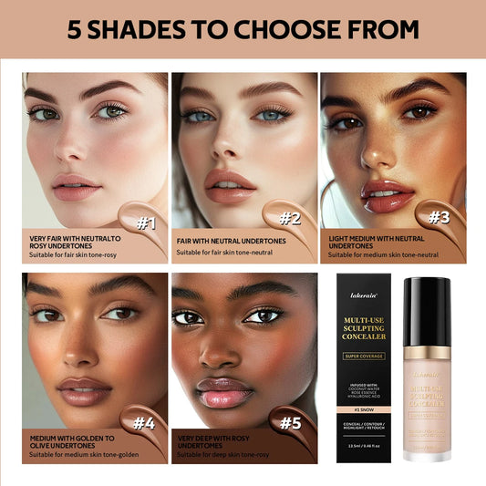 Long-lasting Matte Foundation Coverage Concealer Multi-Use Cream Oil Free Highlight and Retouch Face Makeup Products for Women
