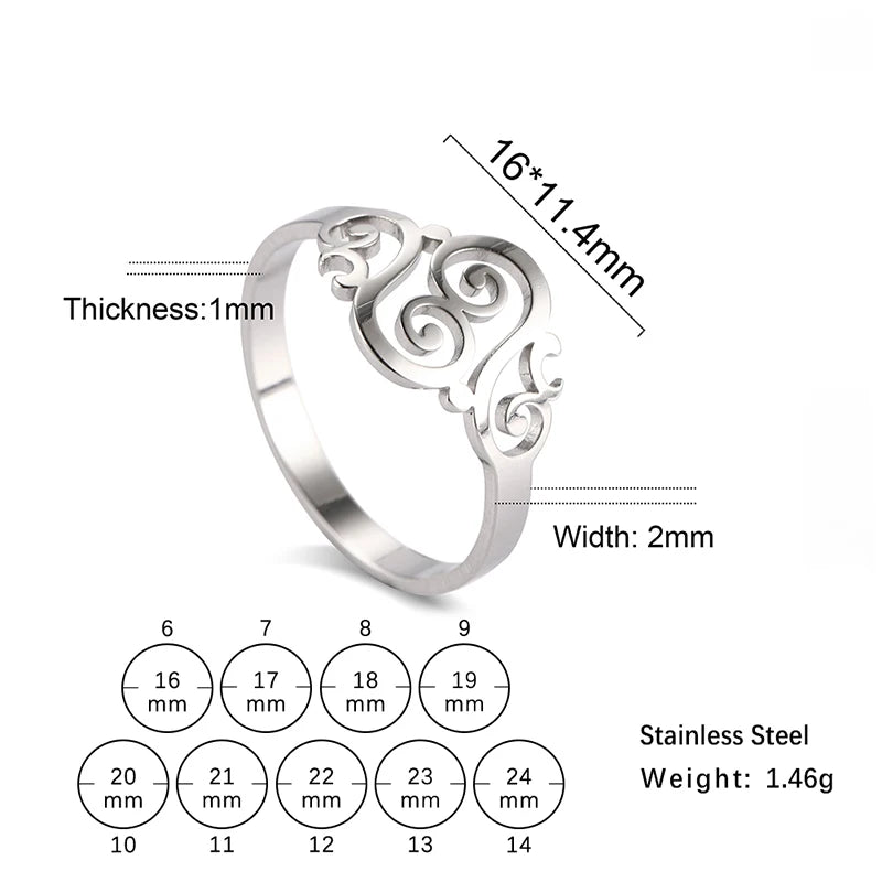 Stainless Steel Hollow Peach Heart Rings For Women Propose Engagement Wedding Ring Vintage Jewelry Anillos Valentine's Day Gift