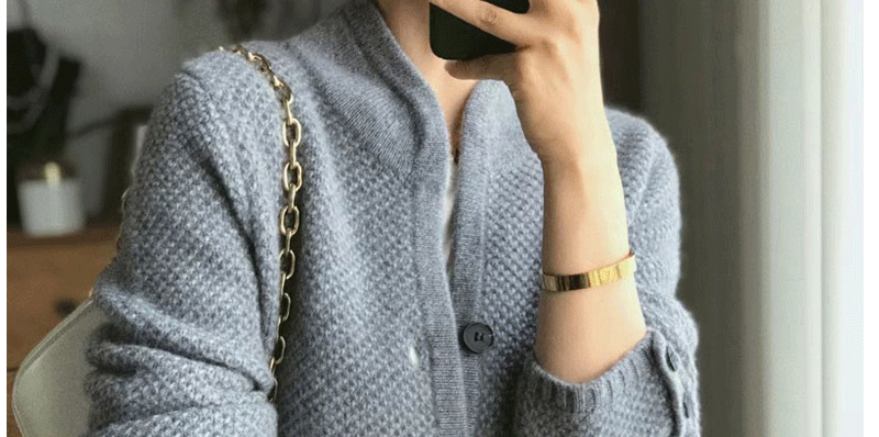 Autumn Winter New Thickened 100% Cashmere Wool Cardigan Women Stand Neck Sweater Sweater Loose Knit Base Wool Sweater Jacket