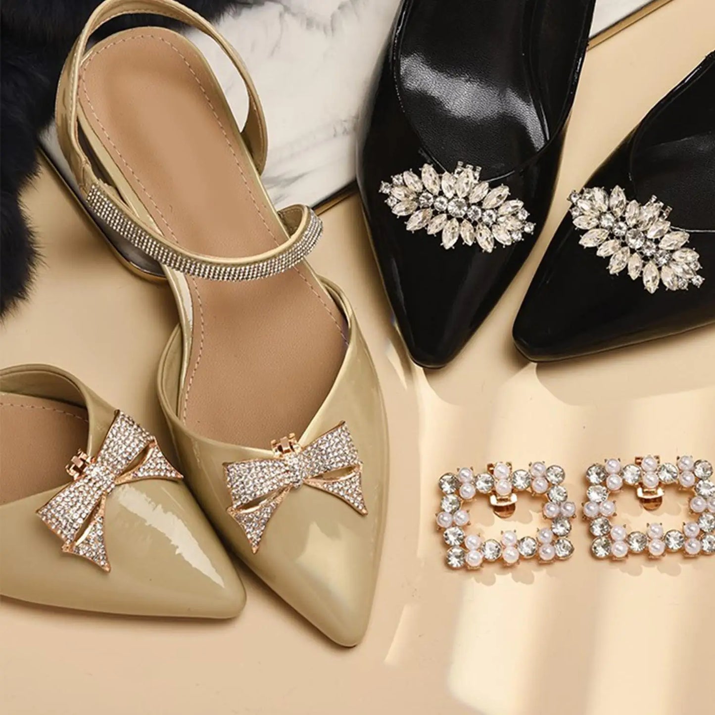 1PC Removable Lady Shoe Clips Wedding Bride Shoes Decoration Women High Heel Charms Jewelry Rhinestones Crystal Shoes Decoration