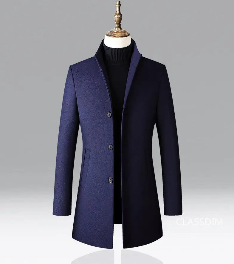 Men Long Trench Coats Cashmere Winter Jackets Wool Blends New Autumn Winter Coats Male Business Casual Trench Coats Size 4XL