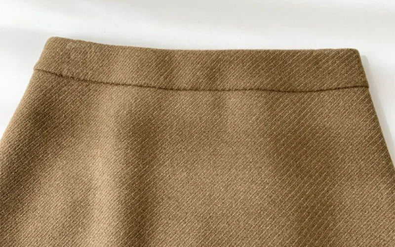 Womens Woolen Short Skirts Autumn Winter Versatile Simple Slimming A-Line Skirt Woman Elegant High Waist Bodycon Mini Skirts