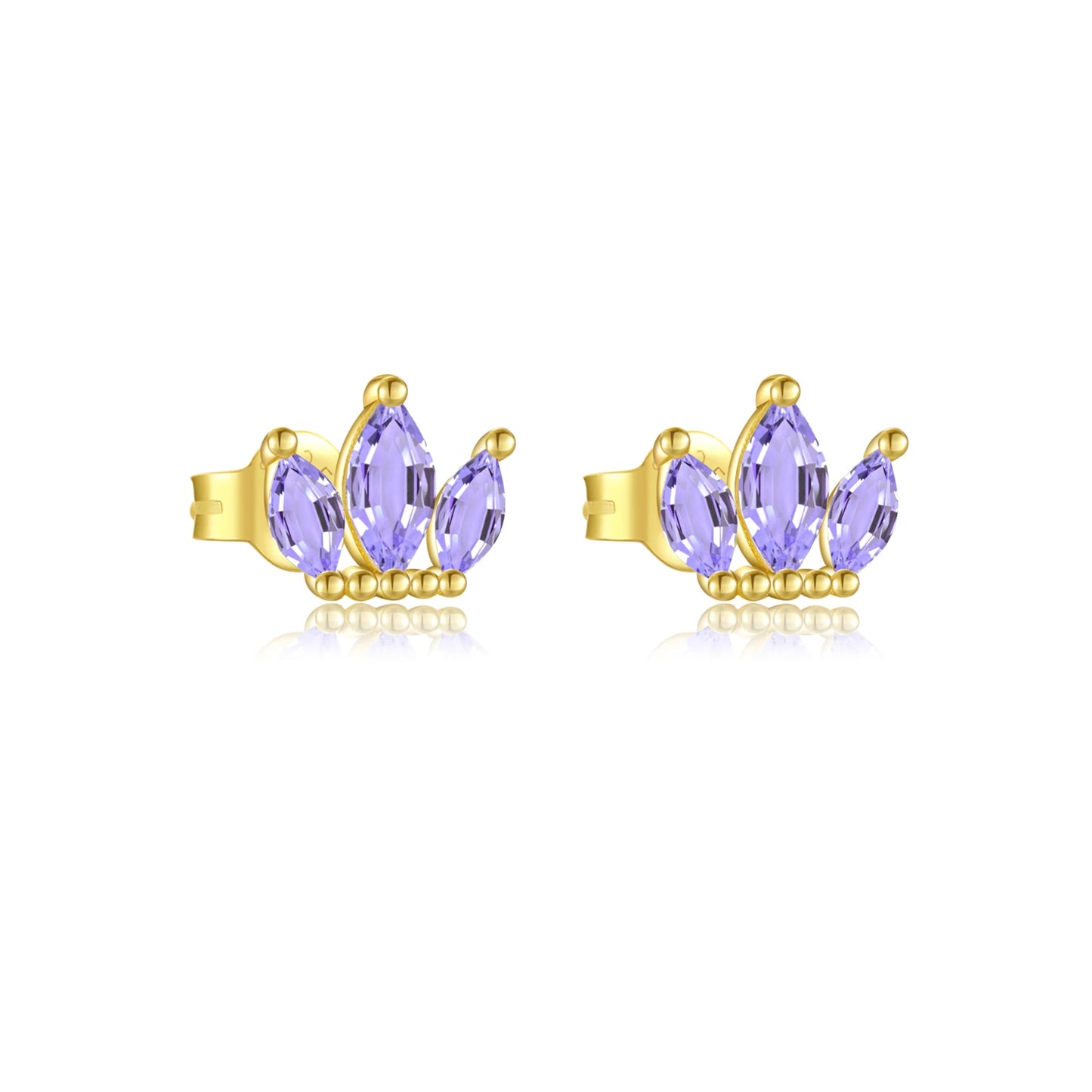 ANDYWEN 925 Sterling Silver Colorful Three Ovals Queen Stud Earring Luxury Fashion Zircon Piercing Three Leafs Small Jewelry