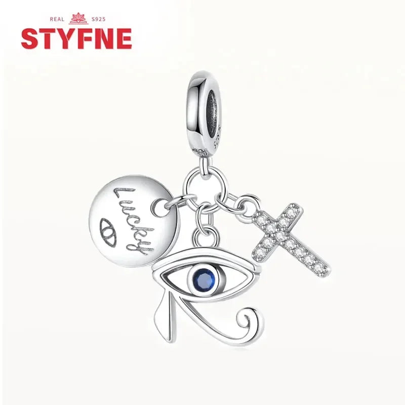 925 Silver Charms Religion Heart Lucky Eye Cross Beads For Original Bracelet Making Pendant for Women Fine Jewelry gifts