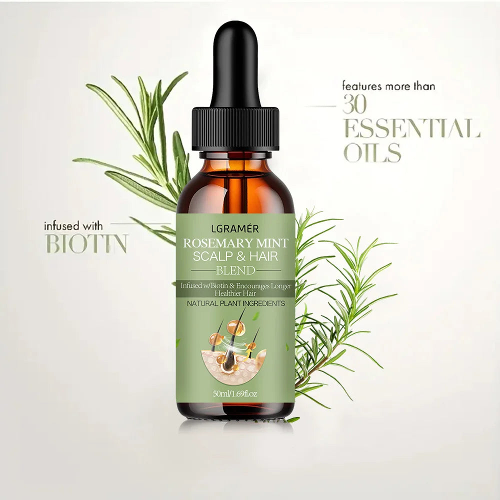 Hair Growth Essential Oil Rosemary Mint Hair Strengthening Oil Nourishing Treatment for Split Ends Dry Organics Hair Care Oil