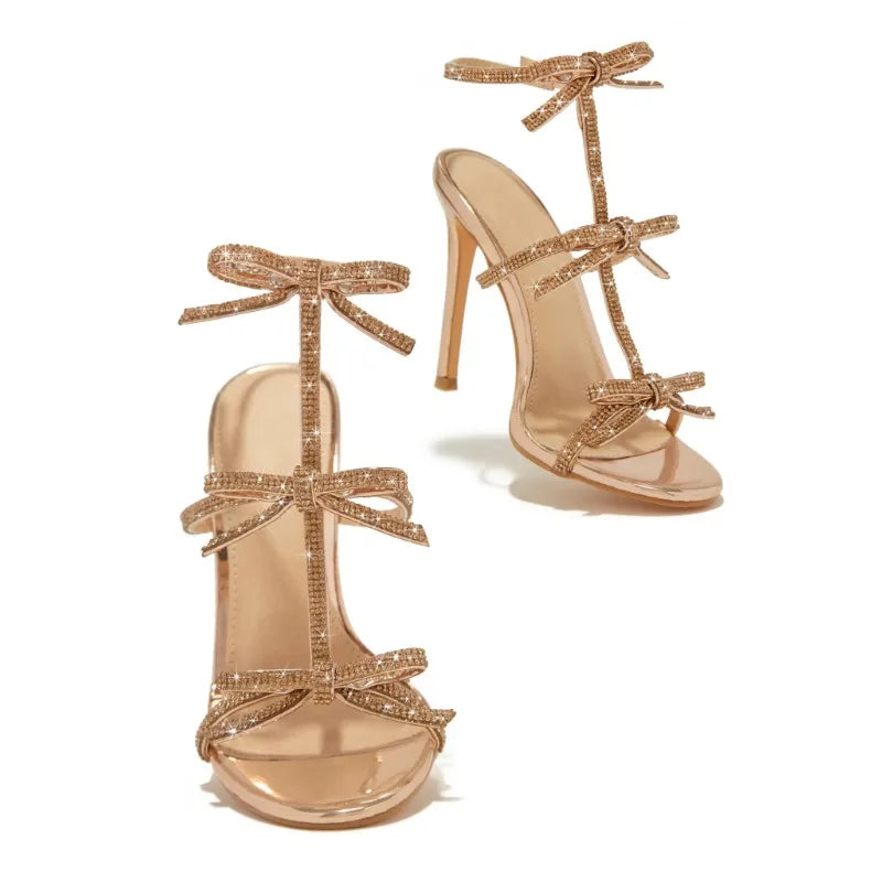 New Design Style Peep Toe Buckle Strap Woman Sandals Fashion Crystal Thin High Heels Stripper Party Ladies Shoes Zapatos Mujer