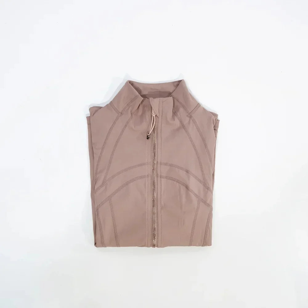 Slimming Zipper Jacket Yoga Collar Lightweight Quick Dry Sporty Thin Rose Gold Evening Summer Outerwear for Active Living