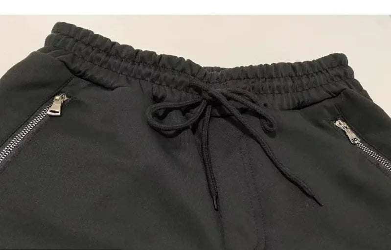 Autumn Men's Footband Solid Color Sports Pants Stretch Slim Cotton Zipper Pocket Draw Rope Fashion Running Casual Sports Pants
