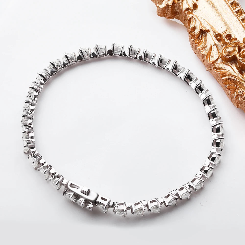 MUXIFC 3mm Heart Cut Moissanite Tennis Bracelet for Women Lab Diamond GRA Certified D VVS1 Link Bangle 925 Silver Luxury Jewelry